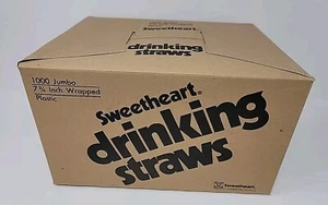 Sweetheart Jumbo Drinking Straws 1000/ct 7 3/4 inch Wrapped Plastic Translucent - Picture 1 of 13