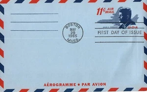 USA FDC - 1965 - John Kennedy .11c Areogramme, Scott #UC38 - Picture 1 of 1