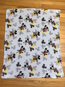 Disney Baby Gray Grey MICKEY MOUSE Blue Star Blanket Fleece Close Up Face Lovey - Picture 1 of 6
