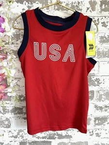 All In Motion Tank Shirt Boys XS 4/5 Red USA Olympics Muscle Shirt 4th Of July - Picture 1 of 4