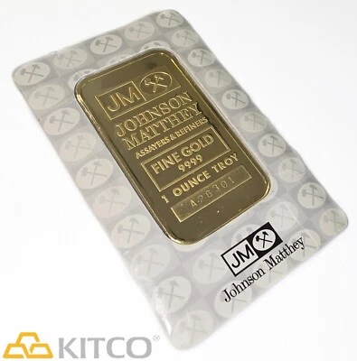Barra de oro fino vintage Johnson Matthey de 1 oz acuñada 9999 #A 26301 Foto 1 de 4