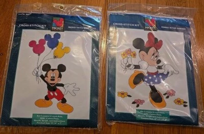 2 DISNEY Mickey Unlimited Mickey Balloons Minnie Garden Counted Cross Stitch Kit - Image 1 of 2