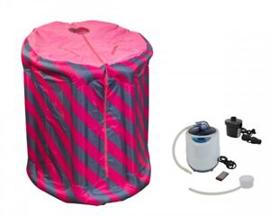 Dampfsauna pink/blau mit elektronischem Dampferzeuger und elektrischer Luftpumpe