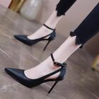 Women Dress Buckle Ankle Strap Stiletto Pumps Pointed Toe Fashion Party Shoes US