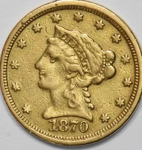 1870-S $2.50 Gold Liberty Head Quarter Eagle AGW-0.1209 oz XF+ GL0318 - Picture 1 of 2