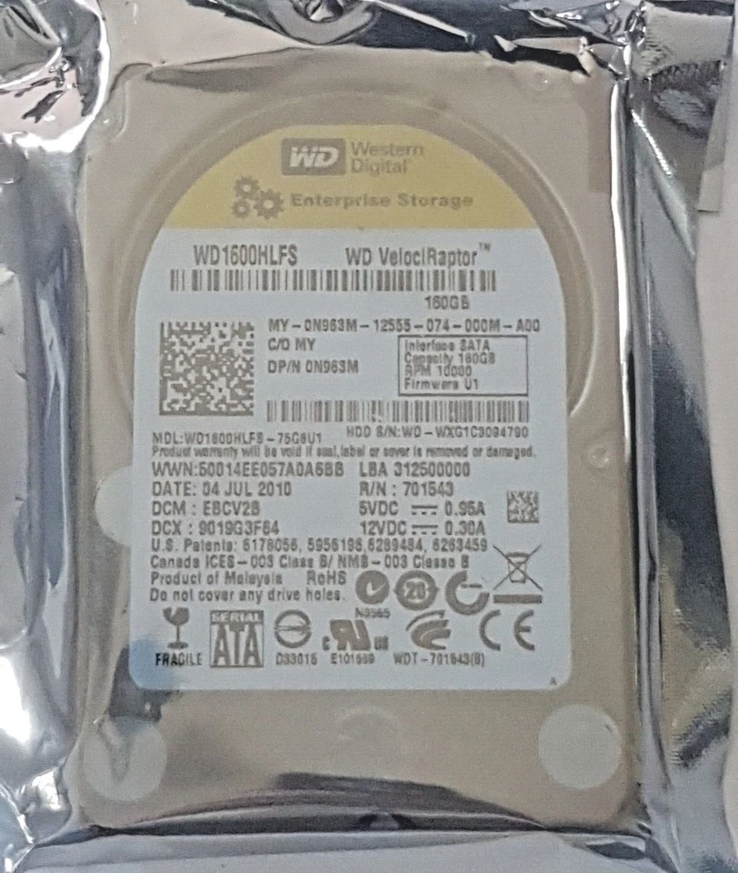 160 GB SATA Western Digital WD1600HLFS-75G6U1 10K 16MB HDD 2.5" Hard Drive New - Image 1 of 1