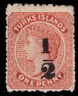 MOMEN: TURKS ISLANDS SG #21 1881 MINT OG H £130 LOT #68994*