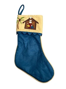 Felt Nativity Christmas Stocking Joseph Mary Baby Jesus - Picture 1 of 6
