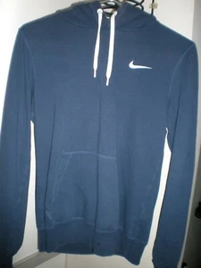 Ladies WOMAN Nike Air Cropped NAVY BLUE Hoodie Sweatshirt / Size S WHITE Logo - Picture 1 of 4