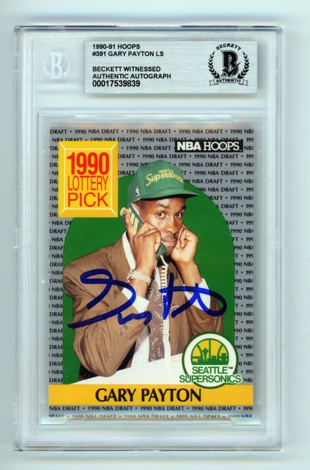 Gary Payton 1990-91 Hoops #391 Rookie RC Signed Beckett BGS BAS Auto SuperSonics - Image 1 of 1