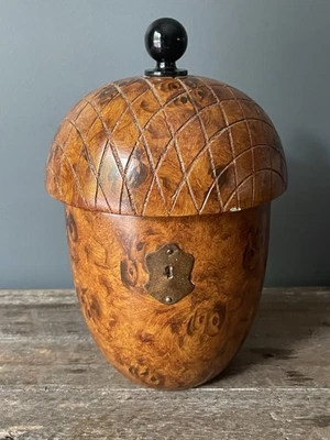 Vintage Bob Timberlake Faux Burl Wood Acorn Tea Caddy Hinged 7.5" - Image 1 of 4