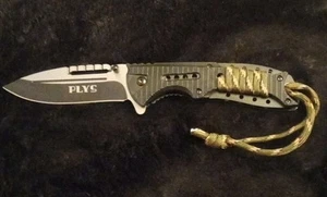 PLYS Assisted Open Stainless Steel Blade Knife Set Of (2) Camo Blk Red Handle - Picture 1 of 5