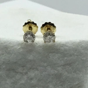 14K Yellow Natural Diamond Stud Earrings .54ctw I2 clarity I-J color - Picture 1 of 6