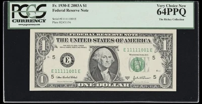 Fr. 1930-E 2003A $1 Federal Reserve Note Binary S/N - Image 1 of 2