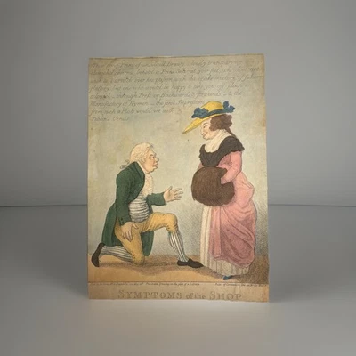 Antigua caricatura de vendedor con impresión sin marco, "Síntomas de la tienda" Woodward C1801 Foto 1 de 4