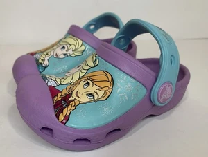 Frozen Disney Crocs Size 4 - 5 Purple Elsa Anna Girls Original - Picture 1 of 7