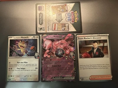 Team Rocket's Mewtwo ex 205 Sv Scarlet & Violet Promo Cards Holo Meowth Giovanni - Image 1 of 4