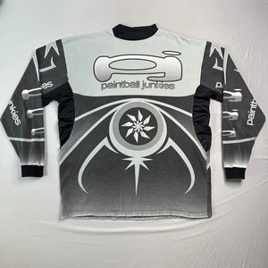 Vtg Paintball Junkies Jersey Shirt Large Gray Long Sleeve Made in USA 90s Sports - Picture 1 of 18