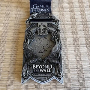 The Conqueror Virtual Challenge Medal Game of Thrones Beyond the Wall 76 Miles - Picture 1 of 9