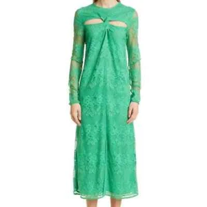 Ganni Ausschnitt verdrehte Spitze Midi-Kleid - Bild 1 von 7