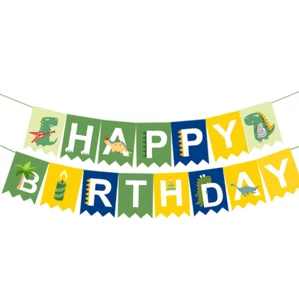 Quality Cute Dinosaur Pull Flag Hanging Banner Party Bunting Birthday Decoration - Picture 1 of 8