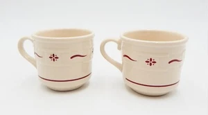 Juego de 2 tazas de café rojas sin platillos tejidas Longaberger Traditions Heritage - Imagen 1 de 7