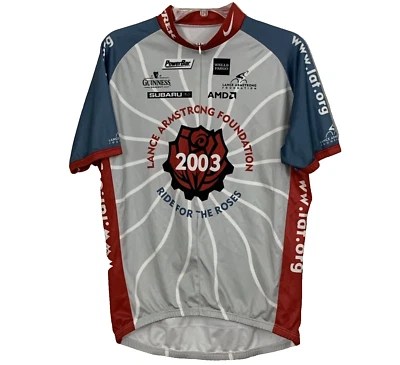 Size XL  Nike Cycling Jersey Lance Armstrong Foundation Gray Blue Trek Z1 - Image 1 of 4