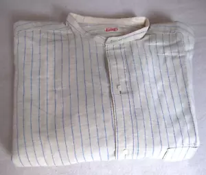 Antique Man's Large Shirt Light Blue w/Blue Stripe Collarless c. 1910 - Picture 1 of 15