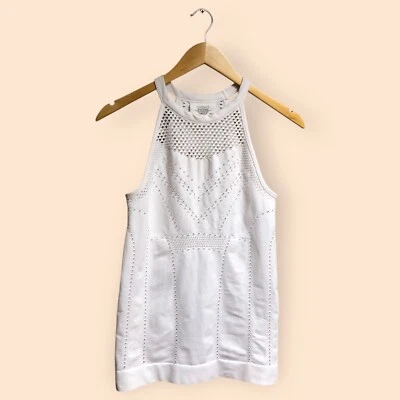 Camiseta sin mangas atlética Athleta Diamond Mesh Trophy blanca brillante para mujer XS Foto 1 de 4