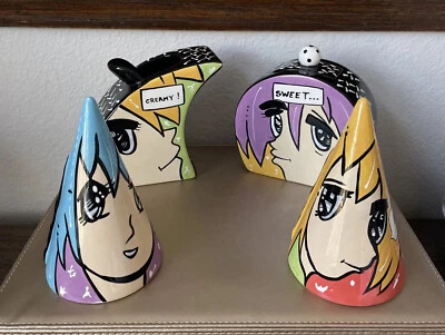 Animania Anime Manga Arte Pintado a Mano Sugar Bowl Crema Sal y Pimienta Batidos NUEVO Foto 1 de 4