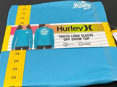 Hurley Youth Girl's Long Sleeve UPF 50+ Moisture Wicking Swim Top Sz 5/6 - Image 1 of 2