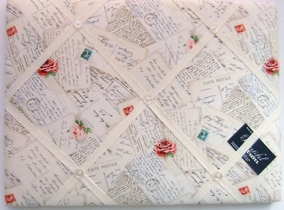 Large French Postcard fabric,box framed, Memo/pin board - Image 1 of 2