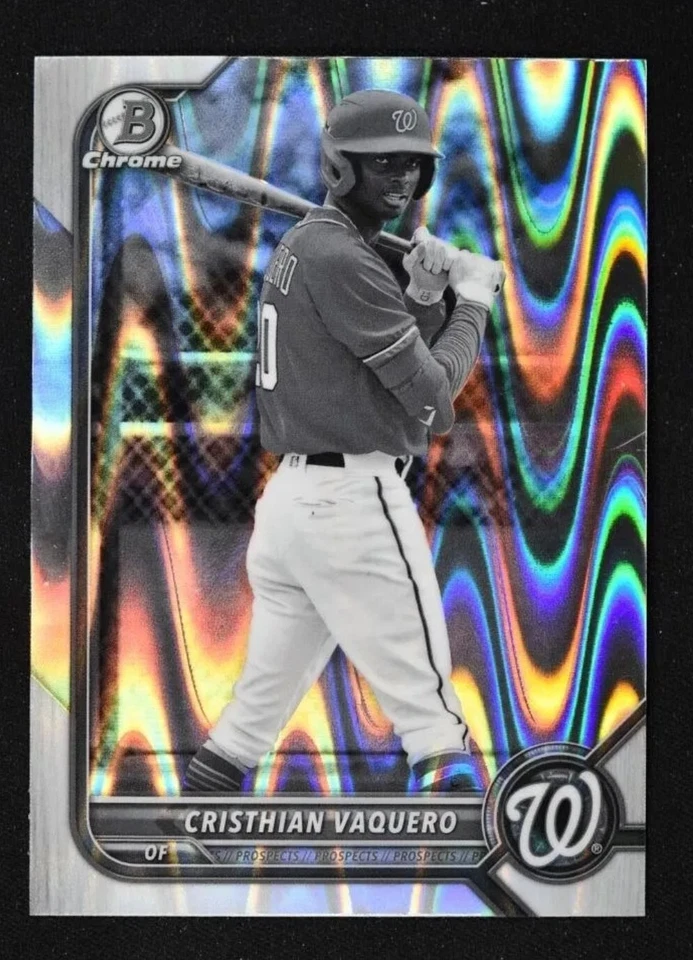 2022 Bowman Draft Chrome Cristhian Vaquero Black & White RayWave Refractor Card - Image 1 of 1