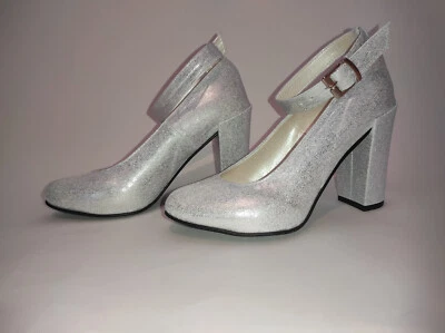 Décolleté Pelle Argento Tacchi 11cm Taglia 40 41 42 43 44 45 46 47 Bolingier - Immagine 1 di 4