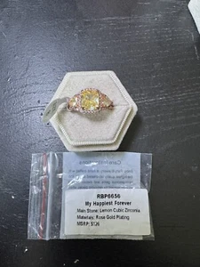 Bomb Party Ring RBP6656 My Happiest Forever Size 8 Lemon CZ Rose Gold - Picture 1 of 1