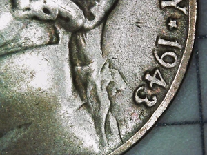 1943/2-P Three Over Two Error 35% Silver WWII Jefferson Wartime USA Nickel - Picture 1 of 4