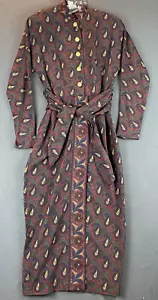 Vintage Maggy Boutique Hemdkleid Gr. 8 burgunderrot Paisley Bindegürtel Langarm gebraucht, in einwandfreiem Zustand - Bild 1 von 12