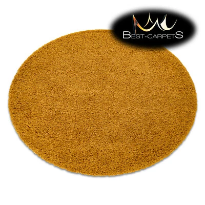 Amazing Modern Rug shaggy "SOFFI" 5cm, circle, single-colour, GOLD High Quality - Image 1 of 4