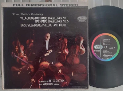 Villa Lobos Bachianas/ Prelude & Fugue Slatkin Capitol Stereo Cello Galaxy LP EX - Image 1 of 2