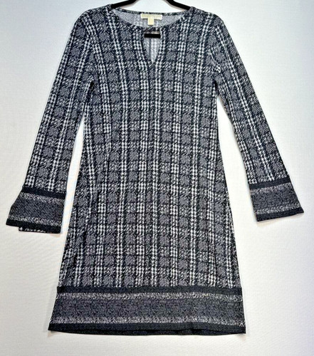 Abito tubino donna elasticizzato Michael Kors taglia small nero bianco colletto buco della serratura