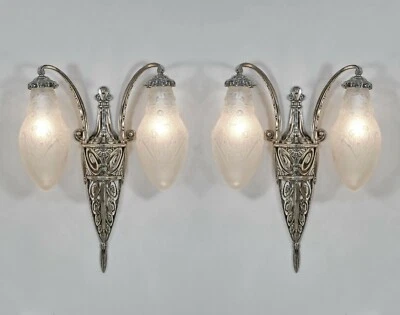 DELATTE: ПАРА БОЛЬШИХ НАСТЕННЫХ БРА 1930 ФРАНЦУЗСКИЙ АРТ-ДЕКО... эпохи Мюллера Франция - Изображение 1 из 4