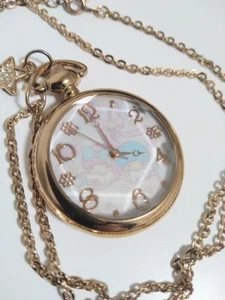 Sanrio Little Twin Stars Kikirara Taschenuhr mit Anhänger Gold mit Sternanhänger - Bild 1 von 5