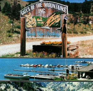 Tore der Berge Bootfahren Klippen Fluss Docks Helena MT Vintage Postkarte - Bild 1 von 4