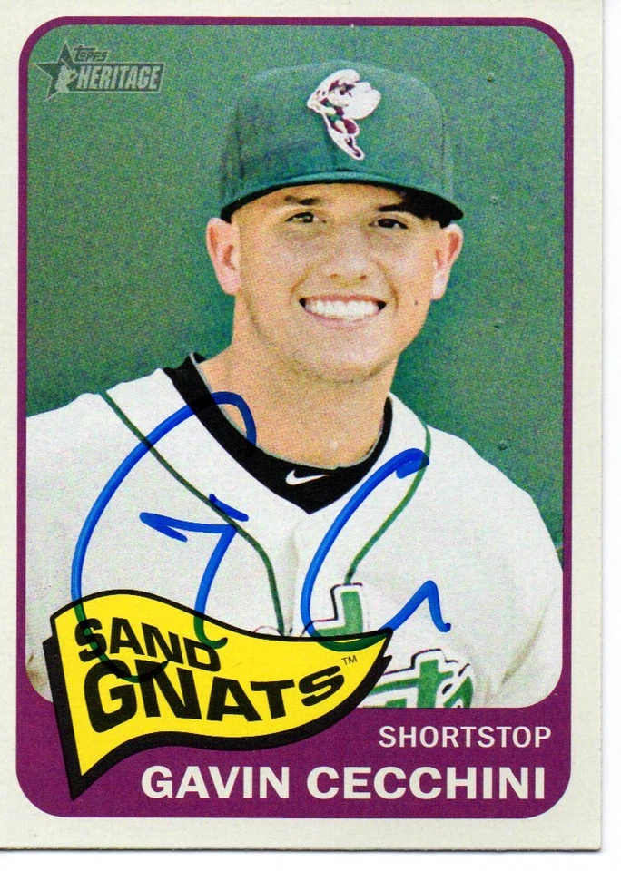 Gavin Cecchini Sand Gnats 2014 Topps Heritage Minors Signed Card - Image 1 of 1