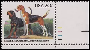 US 2101 Dogs Black & Tan Coonhound 20c plate single LR #1111 MNH 1984 - Picture 1 of 1