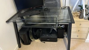 Large Quantity Smoked Glass Computer Lap Top Office Desk BN - Picture 1 of 4