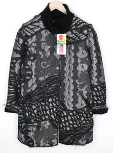 DESIGUAL Women Coat 38 Grey Patterned Single-Breasted Long Sleeved Casual - Picture 1 of 6