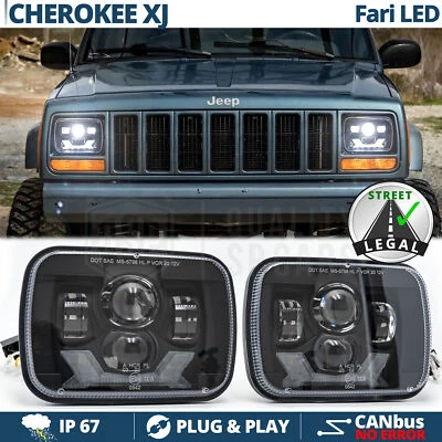 FARI Anteriori LED per Jeep Cherokee XJ OMOLOGATI Luce Bianca Potente 6500K 138W - Immagine 1 di 4