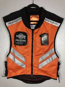 Icon Mil-Spec Motorcycle Reflective Safety Mesh Vest Regular Size Orange Zip - Picture 1 of 12