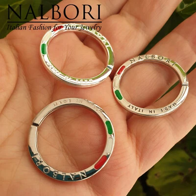 portachiavi argento 925 massiccio ad anello uomo donna bandiera italiana chiavi - Immagine 1 di 4